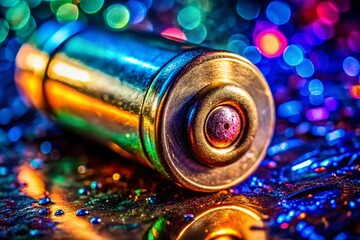 Wall Mural - Extreme Close-up of Bullet Detail, Metallic Texture, Macro Photography