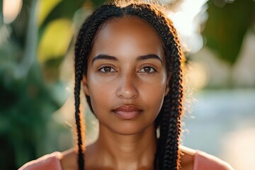 Portrait of confident senior African woman with vibrant personality in city outdoors looking at camera