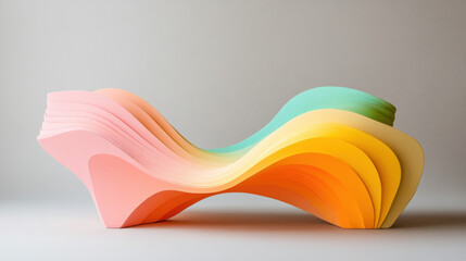 Wall Mural - Parametric Design, A vibrant, dynamic pastel bench design showcasing parametric flow, ideal for modern architectural and interior design projects.