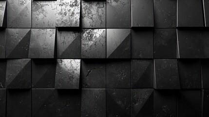 Wall Mural - Textured, dark, cube wall.