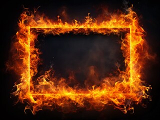 Wall Mural - Fiery Rectangle Frame: Blazing Inferno Border for Fantasy Designs