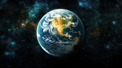 Wall Mural - stunning earth view from space with rich colors and celestial background