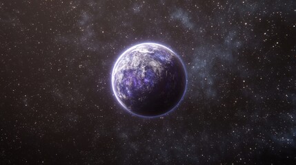 Wall Mural - highly detailed illustration of a bright blue planet surrounded by stars in the vast universe