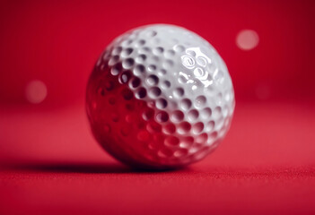 Wall Mural - olated red background ball sport club equipment object game swing range relaxation office course closeup hobby competition golfing leisure