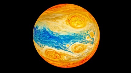 Wall Mural - colorful artistic representation of gas giant planet jupiter with swirling clouds and vibrant atmosp