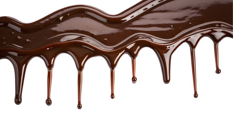 melted chocolate dripping on white background