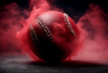 Wall Mural - artistic clouds baseball banner surrounded shot graphic background smoke red sport wallpaper ball original game competition action motion athletic athlete stadium team 