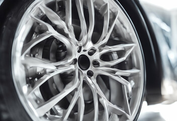 automotive modern white wheel olated car alloy disc closeup black asphalt rim tire auto metal transportation silver