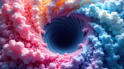 Poster - Whimsical Pastel Spheres Swirling into a Mysterious Vortex