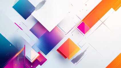 Poster - Abstract colorful geometric background with squares and lines.
