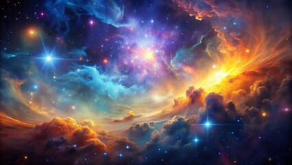 Wall Mural - Glowing Nebula and Stars Abstract Background - Cosmic Space Art