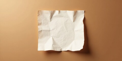 Aufkleber - Wrinkled White Paper Sheet on a Brown Background, Ready for Your Message