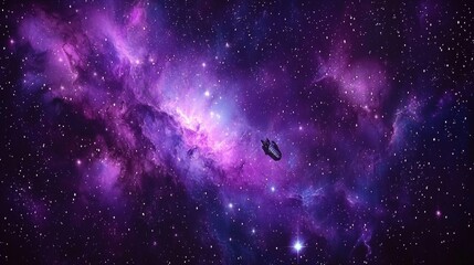 Wall Mural - stunning cosmic scene with a spaceship flying through a colorful nebula in deep space