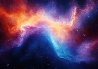 Cosmic Nebula in Vibrant Colors Illuminated by Distant Stars in Abstract Digital Art