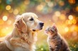 © Danicha - Golden Retriever Puppy and Kitten Double Exposure Stock Photo - Playful Pet Portrait