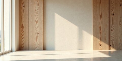 Poster - Modern Minimalist Interior Design Sunlit Room with Wood Accents and Neutral Walls