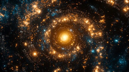 Wall Mural - cosmic spiral galaxy with bright stars and energetic nebulae in deep space with vibrant colors and i