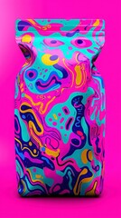 Wall Mural - Psychedelic Pouch Vibrant Abstract Packaging Design.