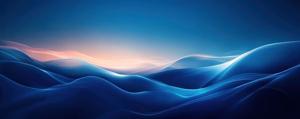 Leinwandbilder - deep blue abstract background waves with light gradient minimalist art design