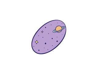 Wall Mural - Purple Planet Space Galaxy Stars Cute Cartoon Illustration Design