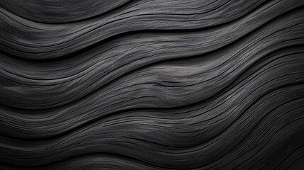 Wall Mural - Textured black waves of layered material