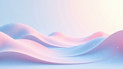 Poster - Pastel Waves A Dreamy Abstract Background of Soft Pink and Blue Undulations
