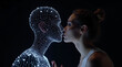 © Olga Ко - El Beso Entre la Inteligencia Artificial y una Mujer Real – Arte Japonés para el Día de San Valentín.
