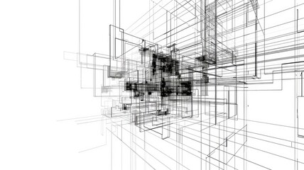 abstract digital shape or line of technological cyber style particle design connect in surreal elect