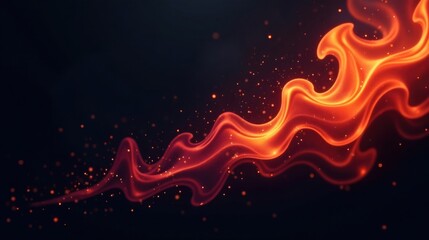 Aufkleber - Abstract Fiery Wave Design with Glowing Particles and Dark Background
