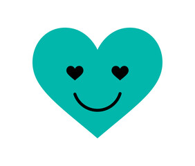 Wall Mural - playful heart shape with a smile. cute heart figure with vibrant colors. abstract element, modern fl