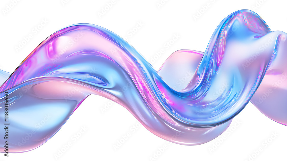 blue pink purple wave fluid holographic Iridescent 3d render abstract ...
