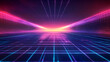 © Murshidi Mahmud Ful - Futuristic holographic grid 3D illustration of artificial intelligence neural network abstract background, neon magenta, and blue gradient color tones. Minimalist abstract geometric for technology