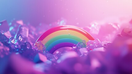 Wall Mural - Vibrant rainbow amidst sparkling crystals and soft light