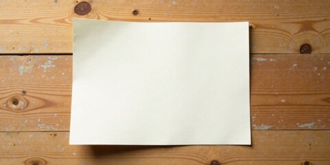 Aufkleber - Blank Cream Paper on Rustic Wooden Surface for Note Taking or Message