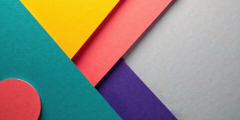 Leinwandbilder - Abstract Colorful Geometric Paper Design with Overlapping Shapes and a Circular Element
