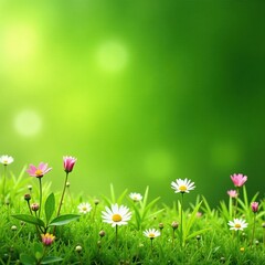 Sticker - Soothing green meadow with wildflowers swaying in the breeze, fields, peaceful, flowers