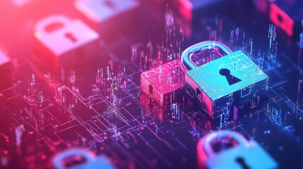 Leinwandbilder - A Secure Padlock on a Circuit Board Symbolizing Protection and Technology in a Modern Digital Environment Highlighting Safety and Innovation Concepts
