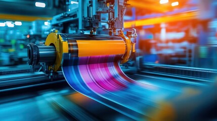 Leinwandbilder - Industrial Machine Operating Efficiently in Modern Factory Environment with Focus on Precision Engineering and Advanced Manufacturing Techniques