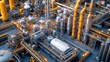 © hathairat - Detailed Aerial View of an Industrial Complex Featuring Pipes, Tanks, and Plant Machinery in a Complex Network of Operations and Interconnected Systems