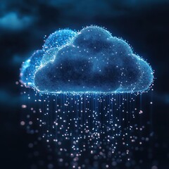 Wall Mural - abstract glowing cloud computing network data rain.