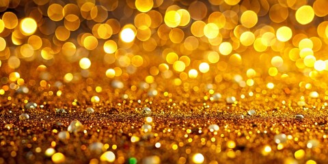 Wall Mural - Luxurious Gold Glitter Sparkle Background: Close-Up Sequins Texture