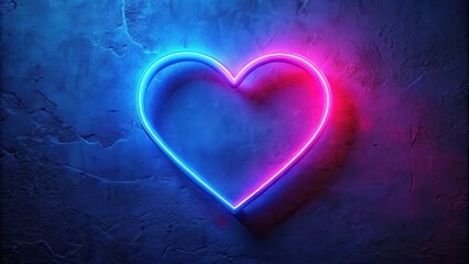 Wall Mural - neon heart shape glowing on a textured wall