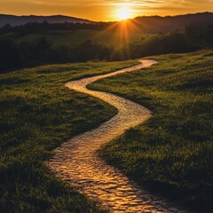 Poster - sunset in the mountains