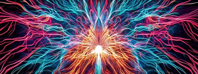 Wall Mural - a colorful image of a flower with a bright light in the center