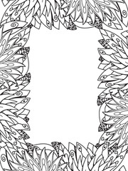 Wall Mural - All these designs are hand-drawn and unique 
Beautiful Flowers Border black and white illustration for adult coloring book,
This is a printable Beautiful Zentangle Coloring page for KDP Interior,