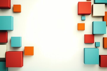 Wall Mural - abstract composition of colorful geometric shapes on light background
