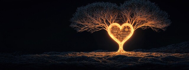 Wall Mural - a tree with a heart in the middle of it