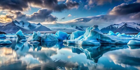 Poster - Majestic Icebergs in Iceland's Jokulsarlon Glacier Lagoon: Stunning Nature Photography