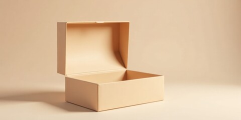 Aufkleber - A partly opened light beige rectangular cardboard box on a neutral background
