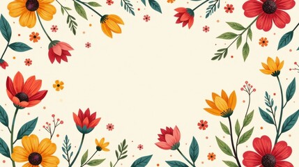 Aufkleber - Vibrant Floral Frame for Springtime Announcements and Greetings